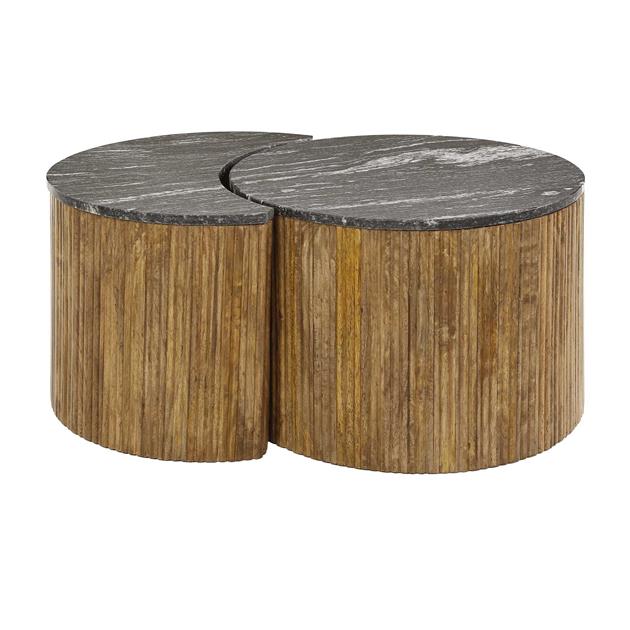 Modera - Salontafel set-2 half moon midnight - Zwart marmer