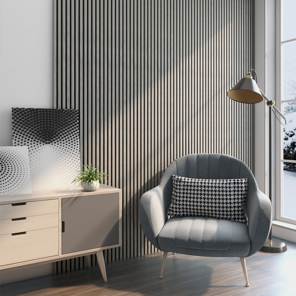 AkuPanel Grijs Walnoot-Hout | 270cm x 60cm | 3-zijdig écht houtfineer