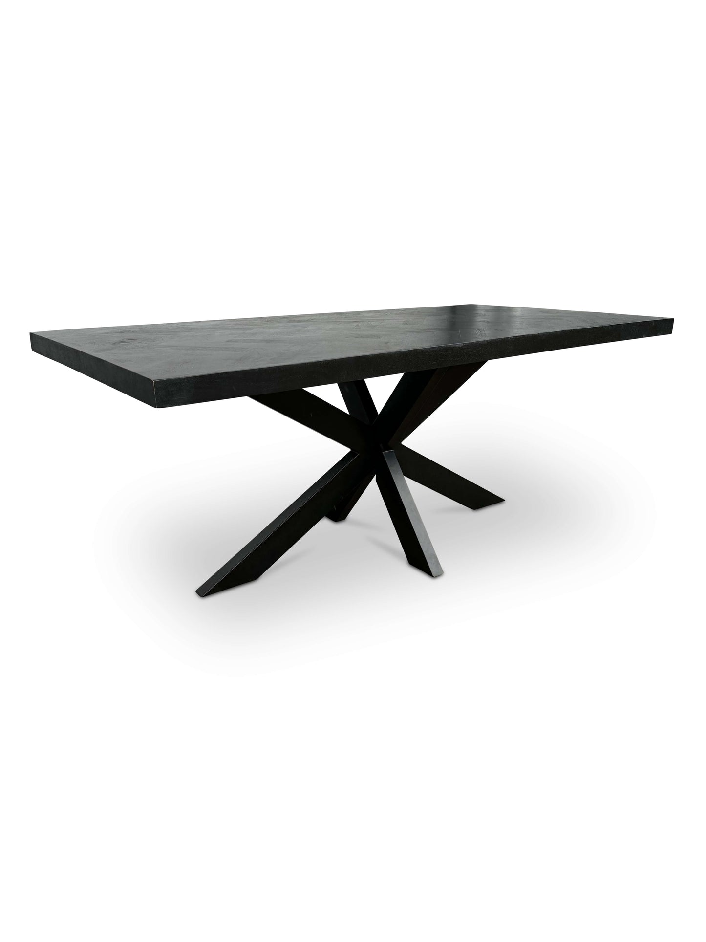 Moderne Mangohouten Rechthoekige Eettafel - zwart met Visgraat Patroon (220cm)