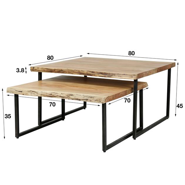 Modera - Salontafel set-2 edge - Massief acacia naturel