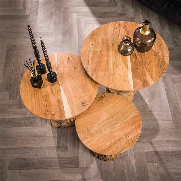 Modera - Salontafel set-3 boomstam voet - Massief ac