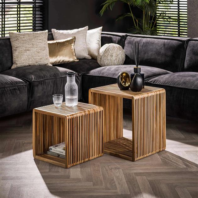Modera - Salontafel set-2 rib - Teakhout verweerd