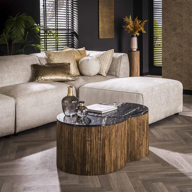 Modera - Salontafel set-2 half moon midnight - Zwart marmer