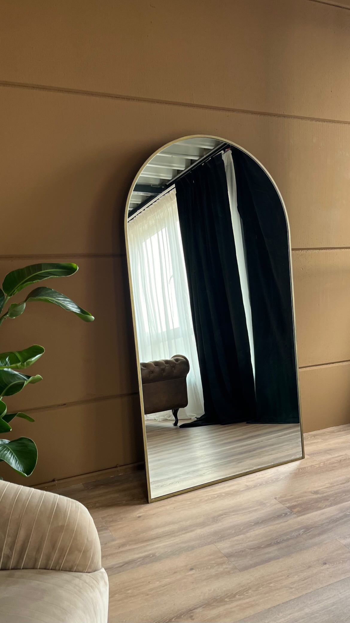 Grote Staande Spiegel Ovaal 180x100 Brons