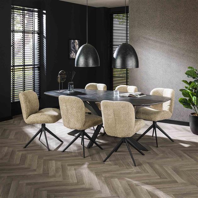 Modera - Eetkamertafel 215 deens ovaal - 3D Melamine slate stone
