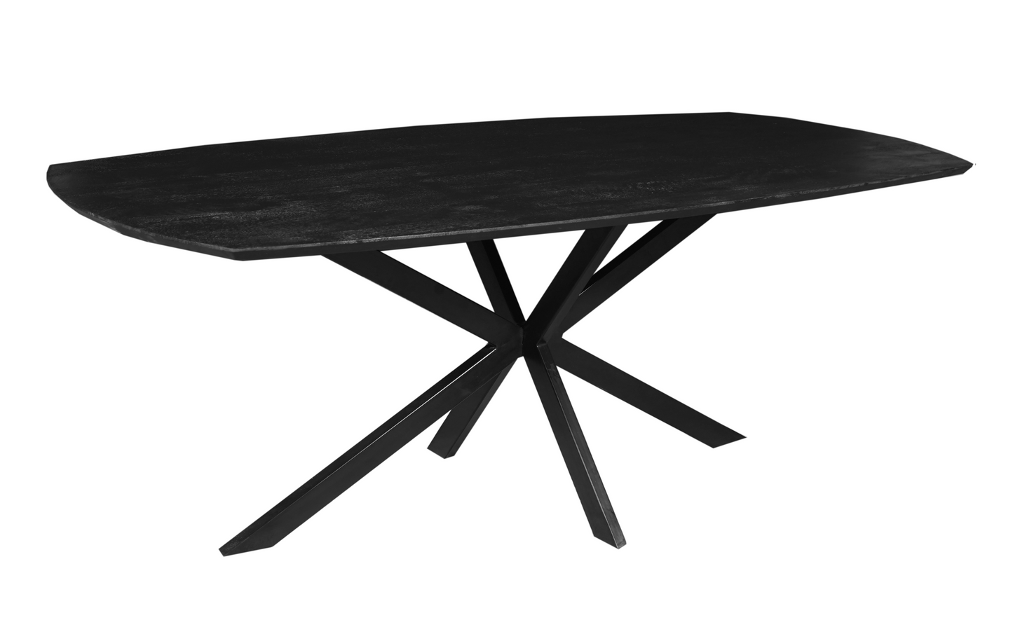 Mangohouten Eettafel Deens Ovaal Tess 200x100 cm Zwart (2,5 cm)
