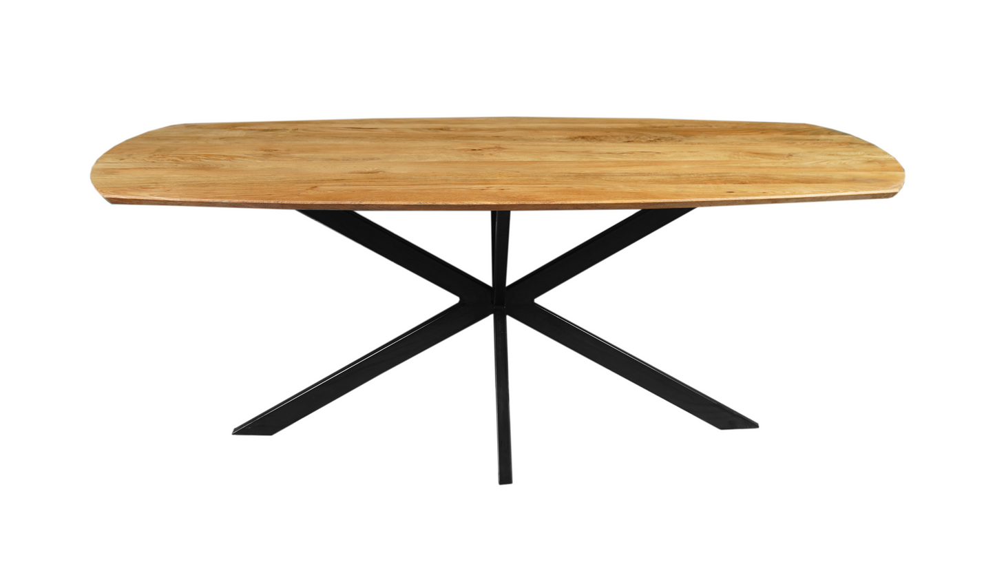 Mangohouten Eettafel Deens Ovaal Tess 180x100 cm (2,5 cm)