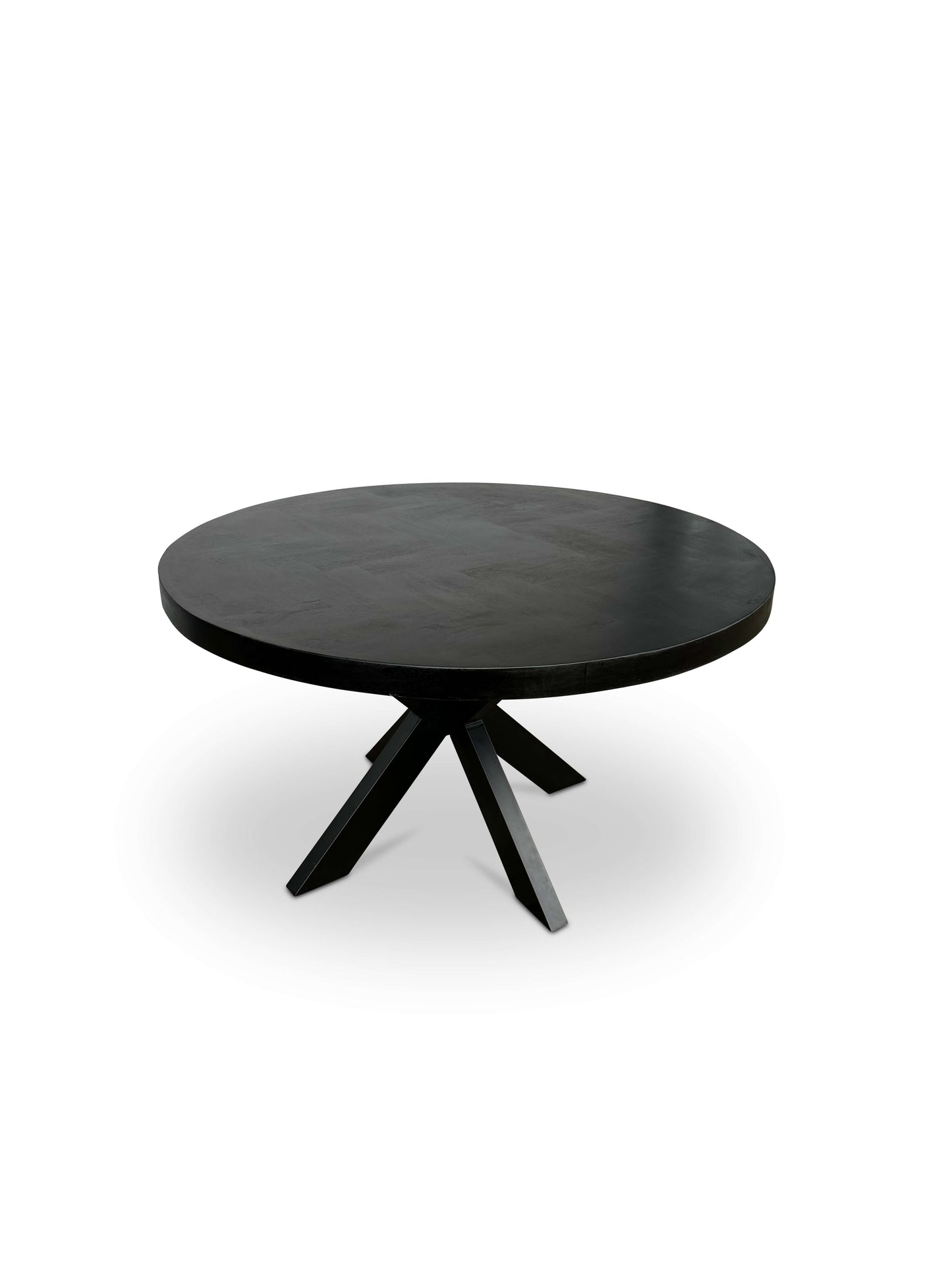 Moderne Mangohouten Ronde Eettafel - met Visgraat Patroon (150cm)
