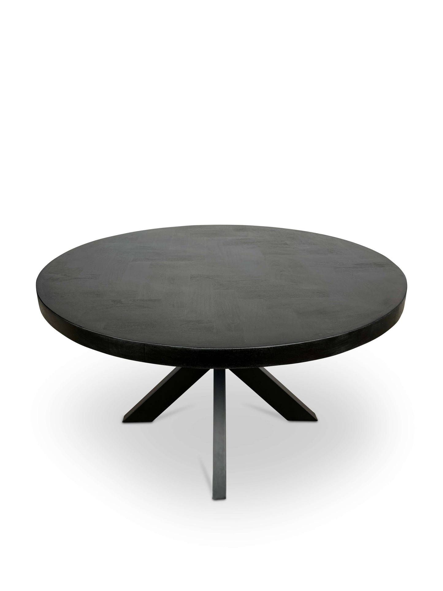 Moderne Mangohouten Ronde Eettafel - met Visgraat Patroon (130cm)