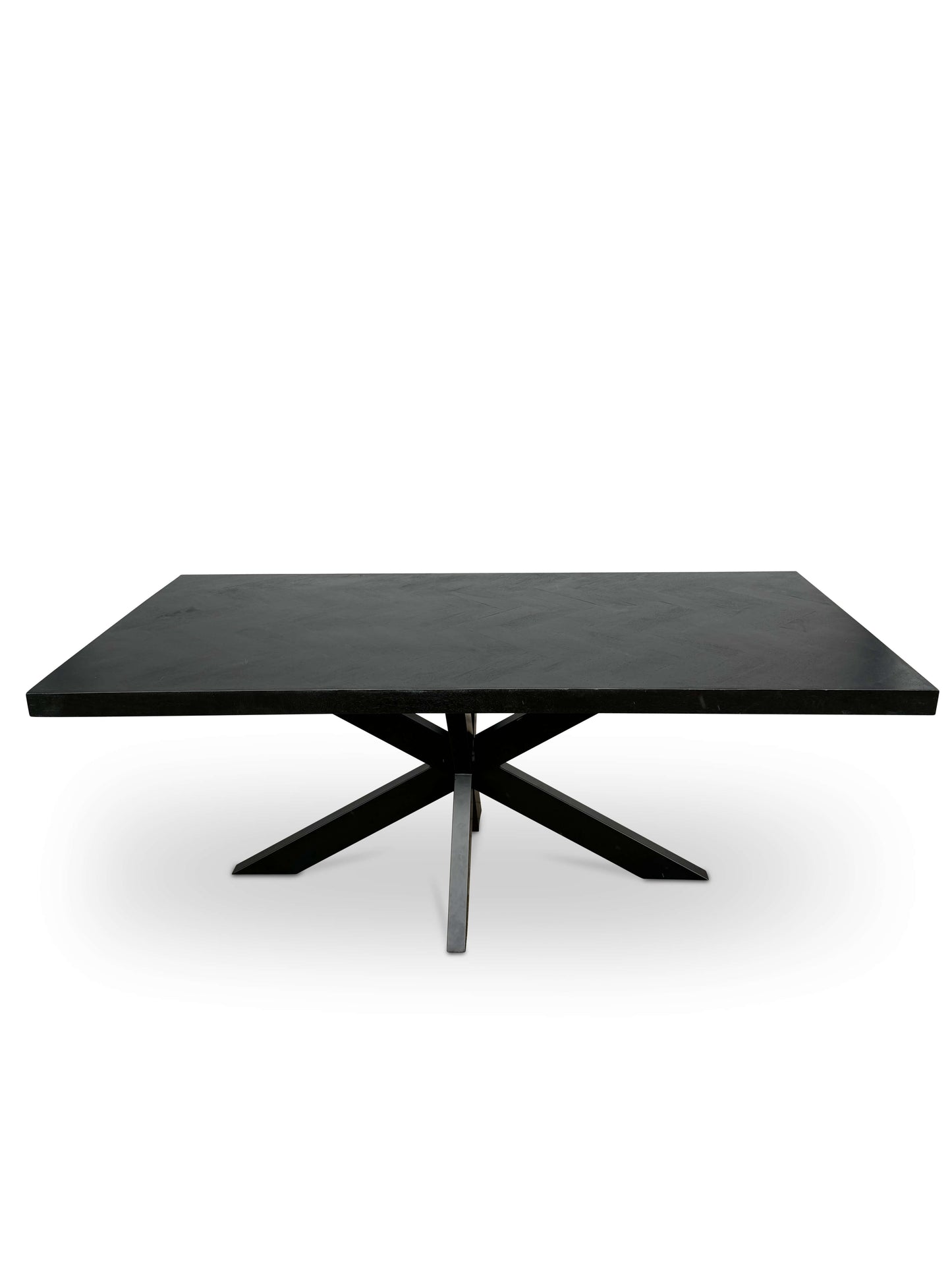 Moderne Mangohouten Rechthoekige Eettafel - zwart met Visgraat Patroon (160cm)