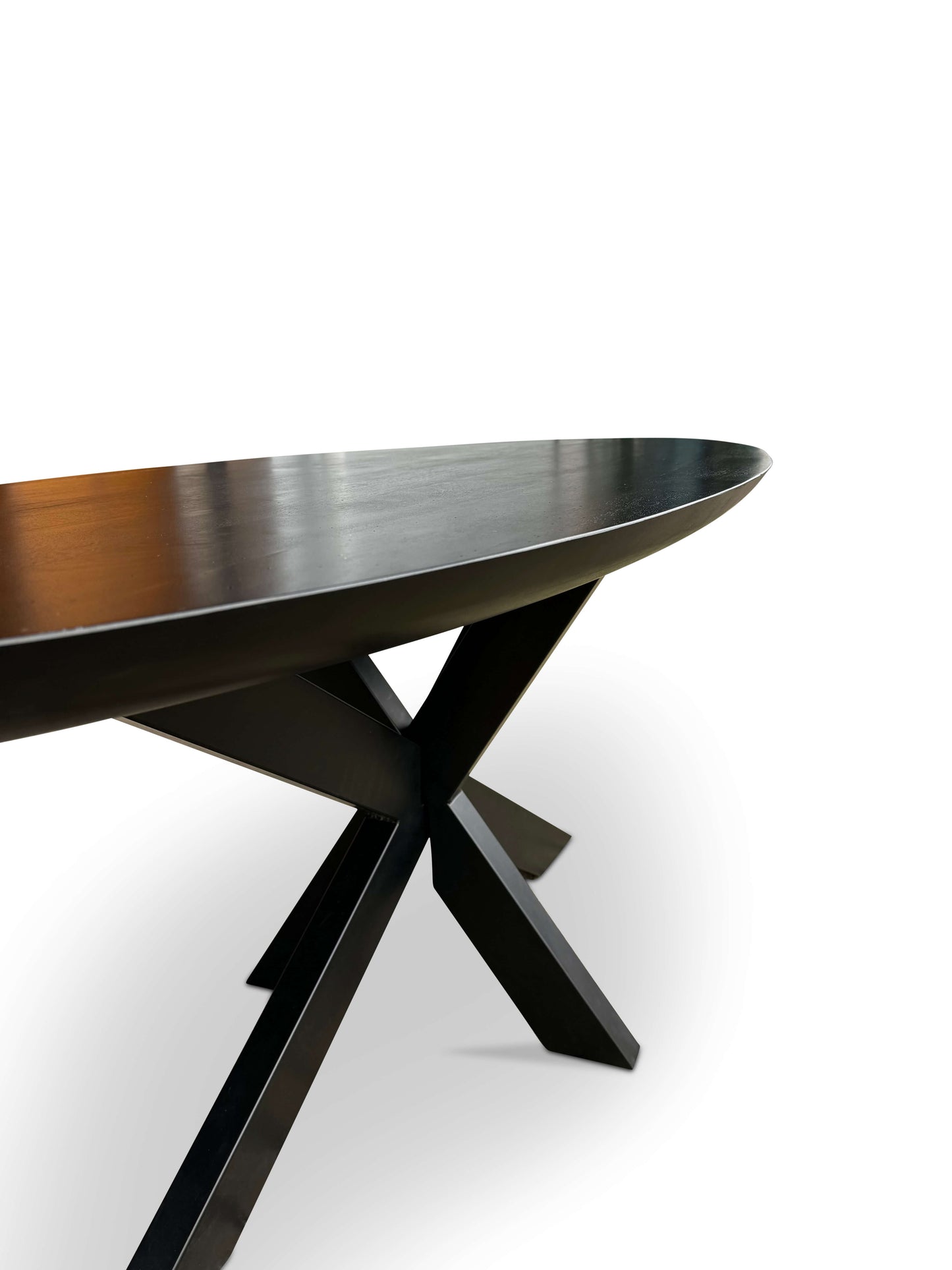 Stijlvolle Mangohouten Eettafel - Zwart met Verjongde Rand (220cm)