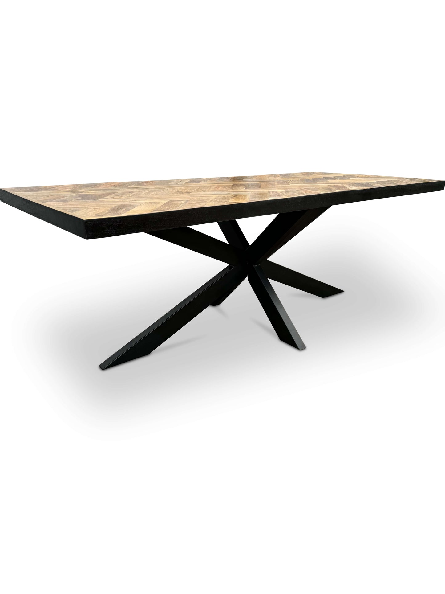 Moderne Mangohouten Rechthoekige Eettafel - met Visgraat Patroon (160cm)