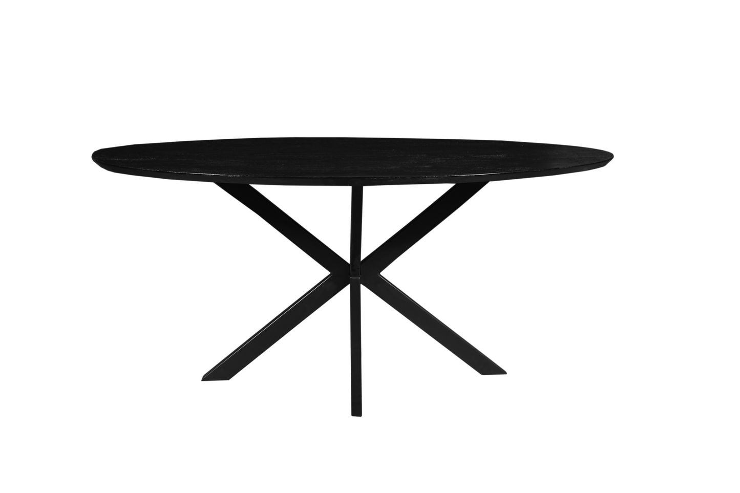 Mangohouten Eettafel Ovaal Julia 210x100 cm Zwart (2,5 cm)