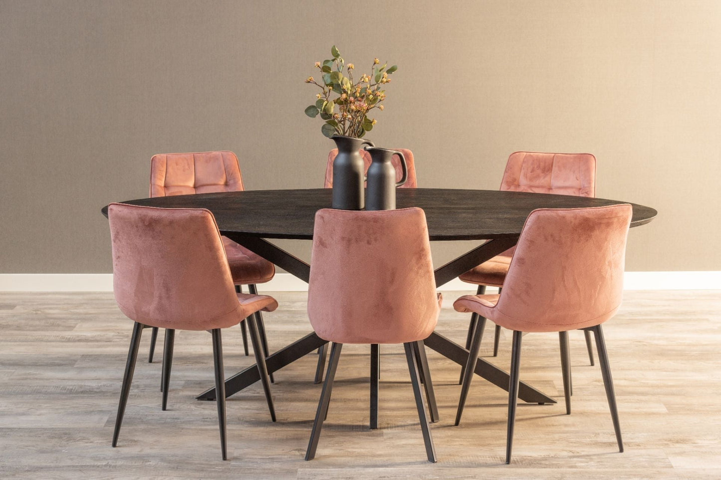 Mangohouten Eettafel Ovaal Julia 300x130 cm Zwart (2,5 cm)