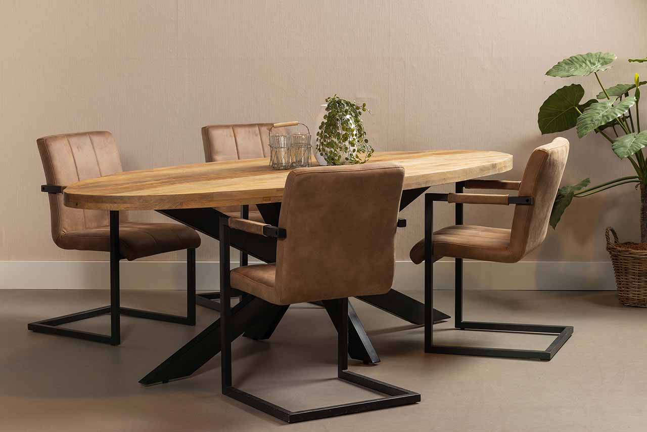 Mangohouten Eettafel Ovaal Oscar 220x110 cm (6cm)