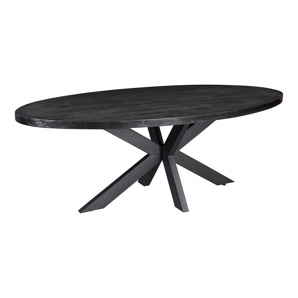 Mangohouten Eettafel Ovaal Oscar 220x110 cm Zwart (5cm)