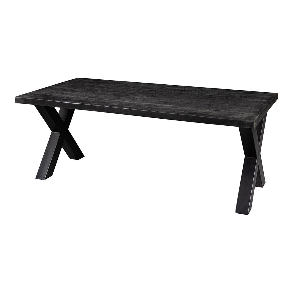 Mangohouten Eettafel Rechthoek Cedric 220x100 cm Zwart (6cm)