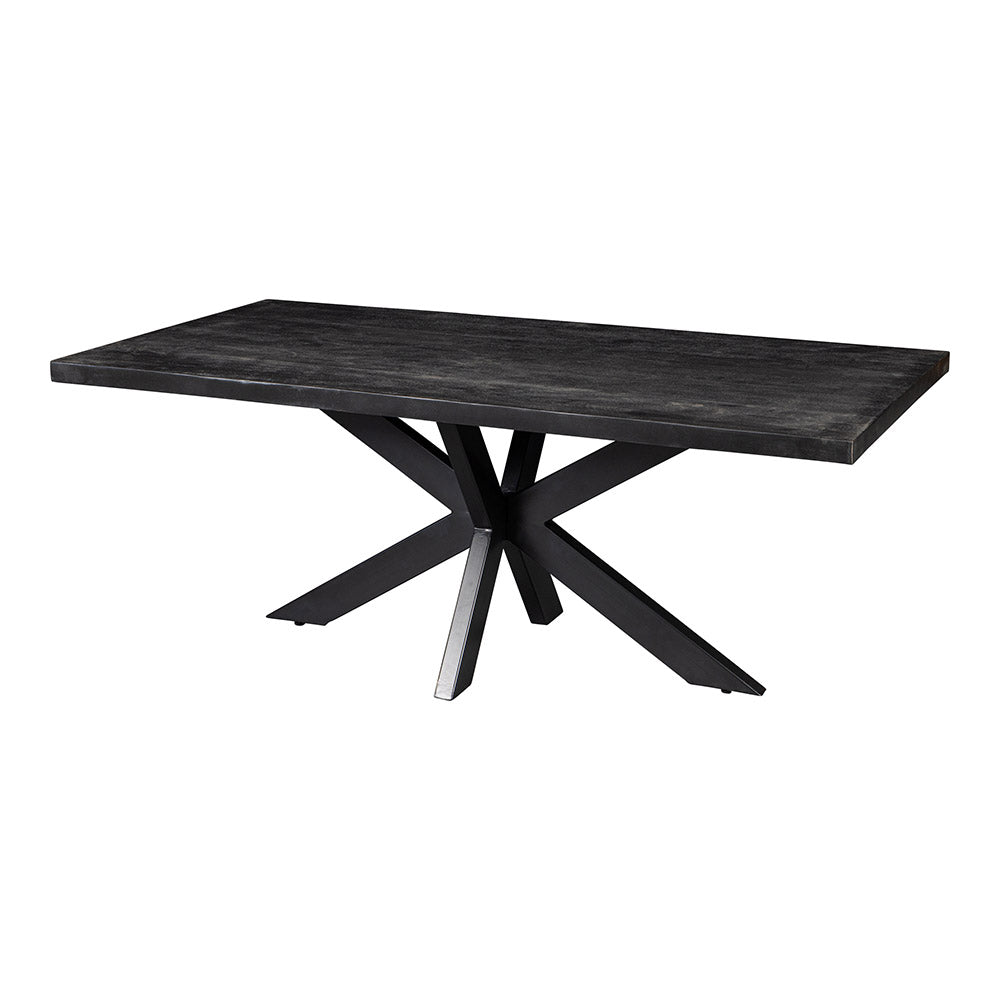 Mangohouten Eettafel Rechthoek Donald 180x100 cm Zwart (6cm)