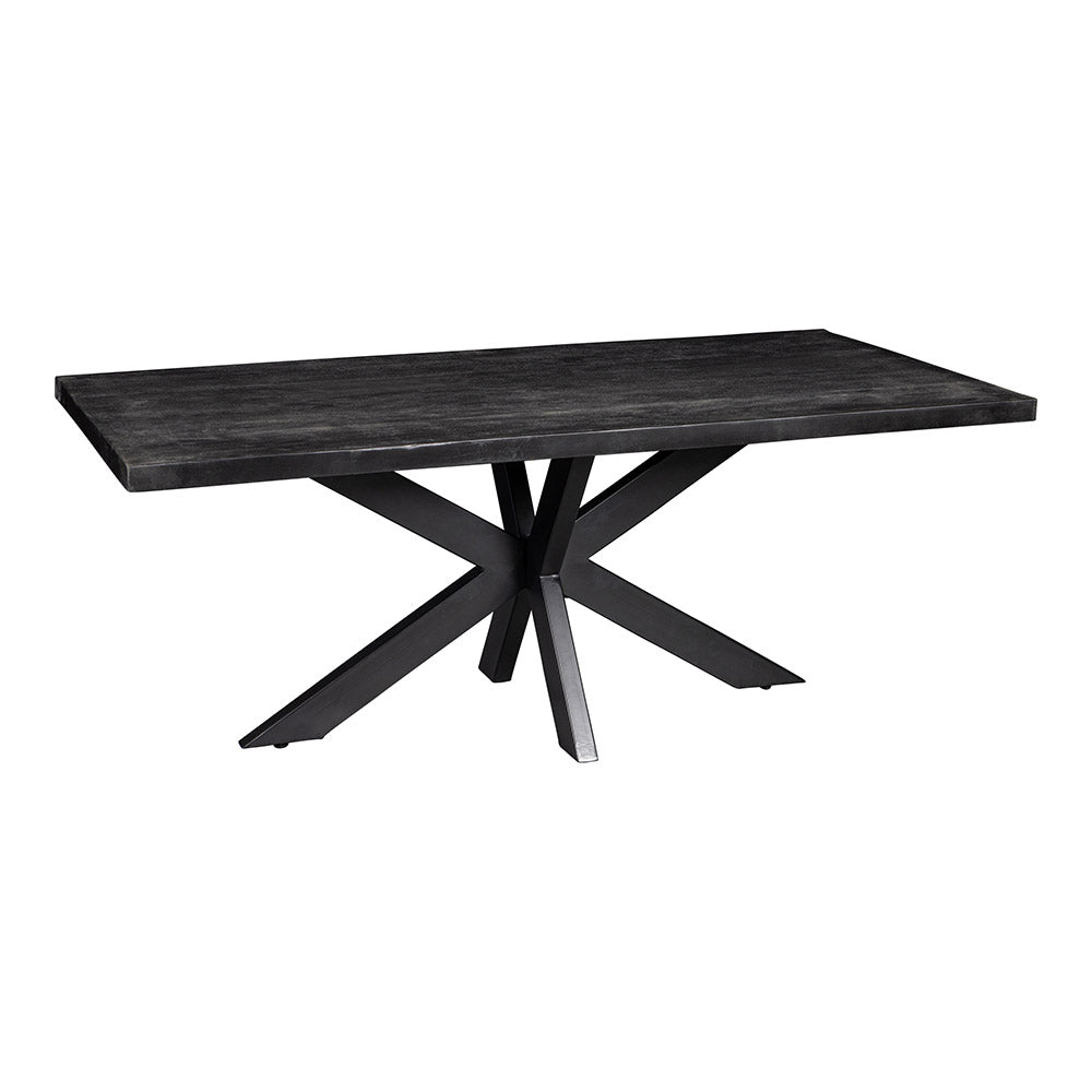 Mangohouten Eettafel Rechthoek Donald 220x100 cm Zwart (6cm)