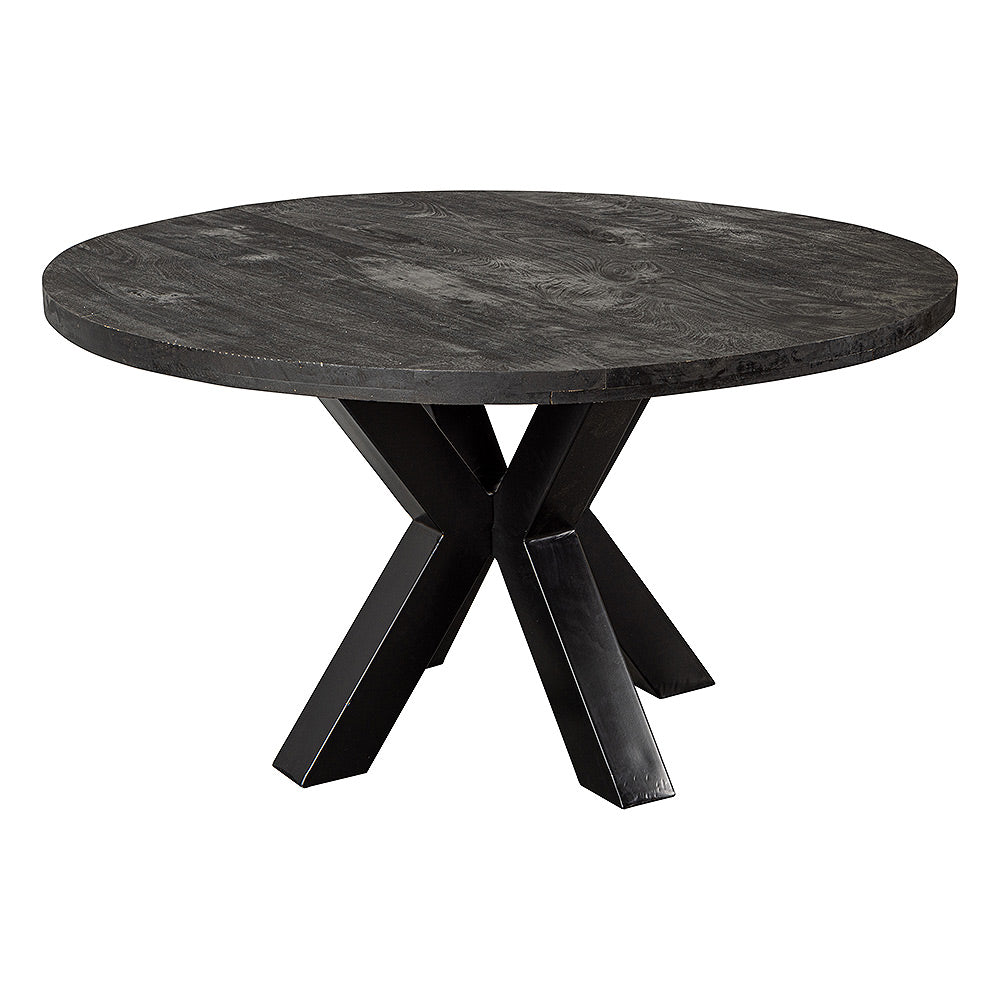 Mangohouten Eettafel Rond Tara 160 cm Zwart (5cm)