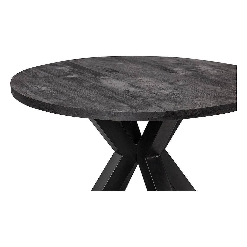 Mangohouten Eettafel Rond Tara 150 cm Zwart (5cm)