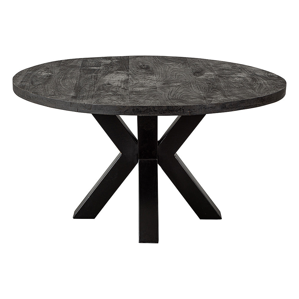 Mangohouten Eettafel Rond Tara 160 cm Zwart (5cm)