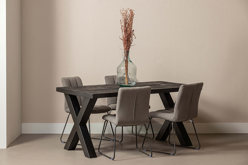 Mangohouten Eettafel Rechthoek Cedric 140x90 cm Zwart (6cm)