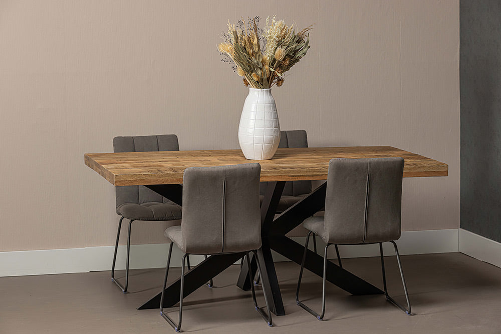 Mangohouten Eettafel Rechthoek Donald 200x100 cm (6cm)
