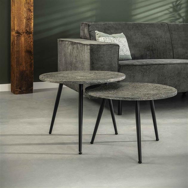 Modera - Salontafel Ø55 set-2 metallic ronde buis - Grijs
