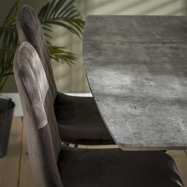 Modera - Eetkamertafel 160 ovaal blad zwart gepoedercoat frame - 3D betonlook grijs