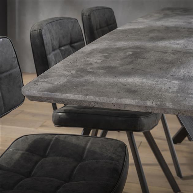 Modera - Eetkamertafel 190 ovaal blad zwart gepoedercoat frame - 3D betonlook grijs