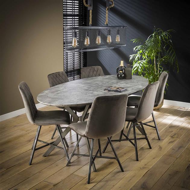 Modera - Eetkamertafel ovaal 200 - 3D betonlook grijs