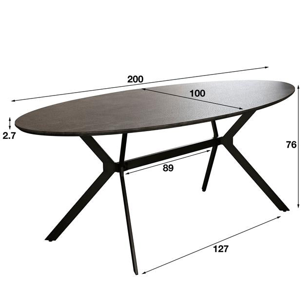 Modera - Eetkamertafel ovaal 200 - 3D betonlook grijs