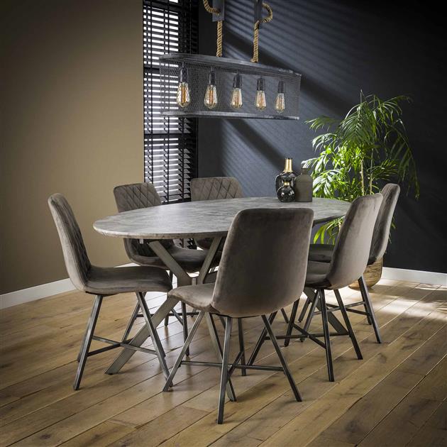 Modera - Eetkamertafel ovaal 200 - 3D betonlook grijs