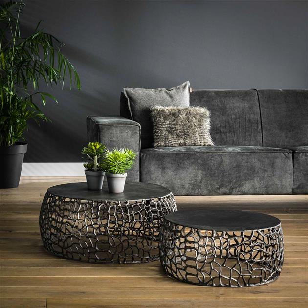 Modera - Salontafel set-2 maze zandgegoten - Zwart nikkel