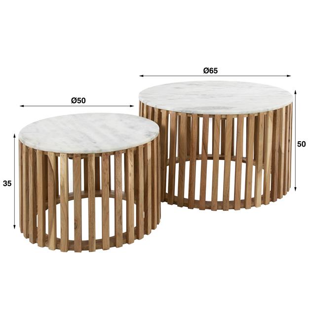 Modera - Salontafel set-2  sunset - Wit marmer