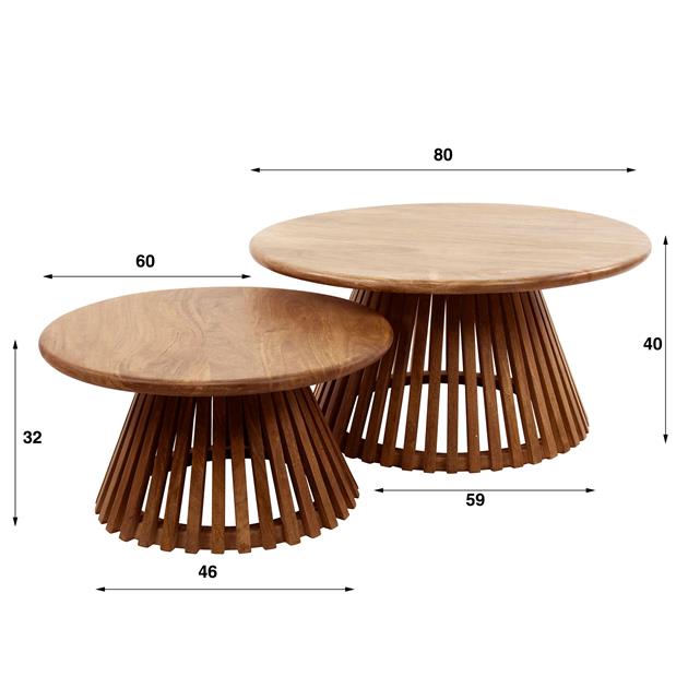 Modera - Salontafel set-2 tweak conisch - Massief mango zandkleur
