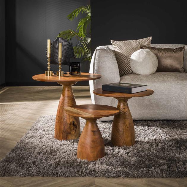 Modera - Salontafel set-3 massieve voet kegel - Massief acacia naturel