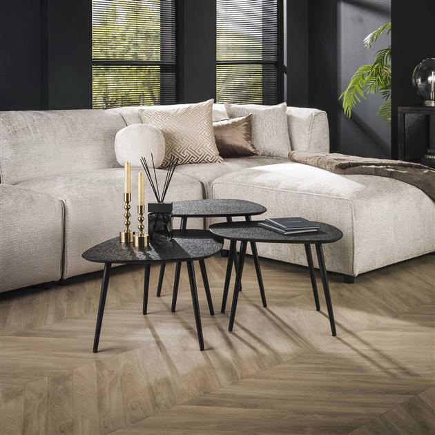 Modera - Salontafel set-3 vierhoekig metallic - Grijs