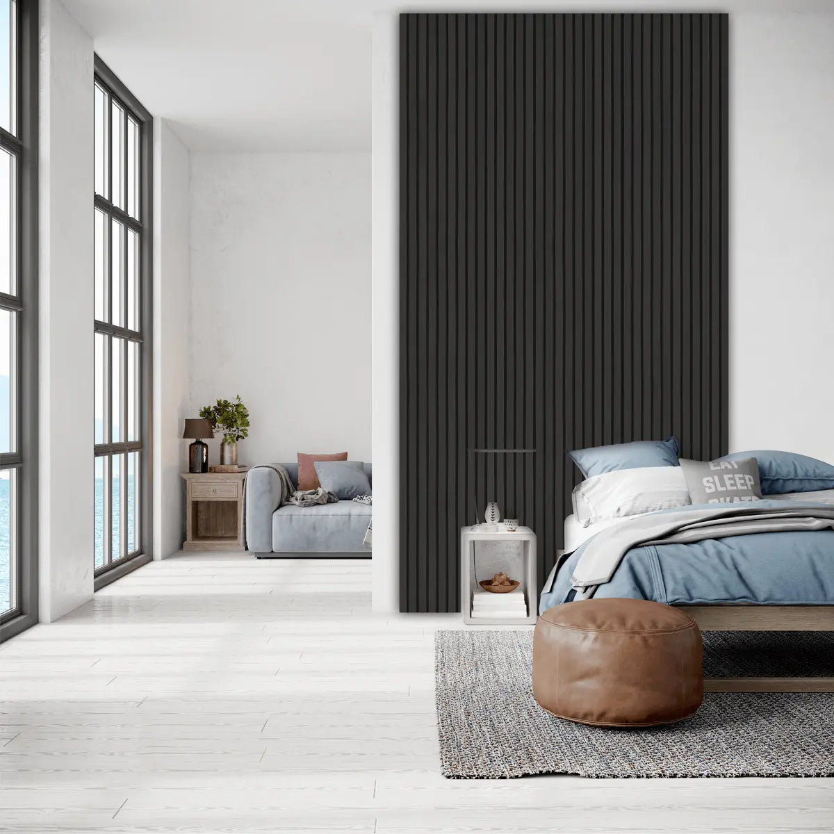 AkuPanel Zwart Eiken-Hout | 270cm x 60cm | 3-zijdig écht houtfineer