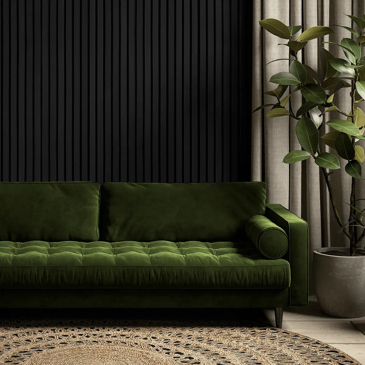 AkuPanel Zwart Eiken-Hout | 270cm x 60cm | 3-zijdig écht houtfineer