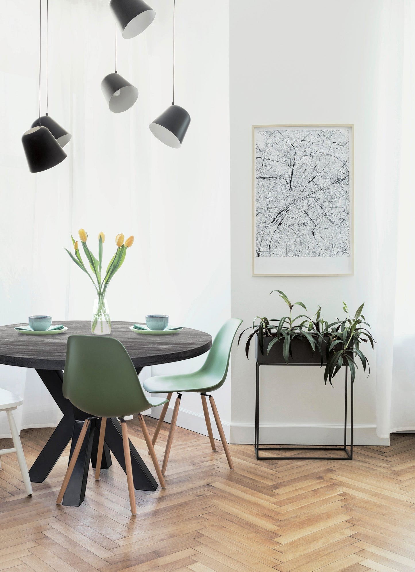 Mangohouten Eettafel Rond Tara 130 cm Zwart (5cm)